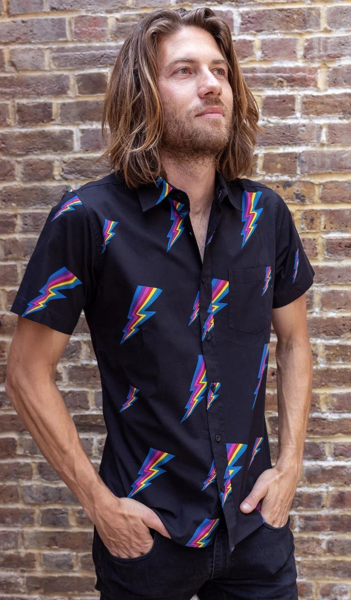 Lightning Bolt Print Shirt by Run and Fly