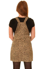 Leopard Print Dungaree Pinafore Dress by Run and Fly - Minimum Mouse
