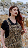 Leopard Print Stretch Twill Dungarees by Run and Fly - Minimum Mouse