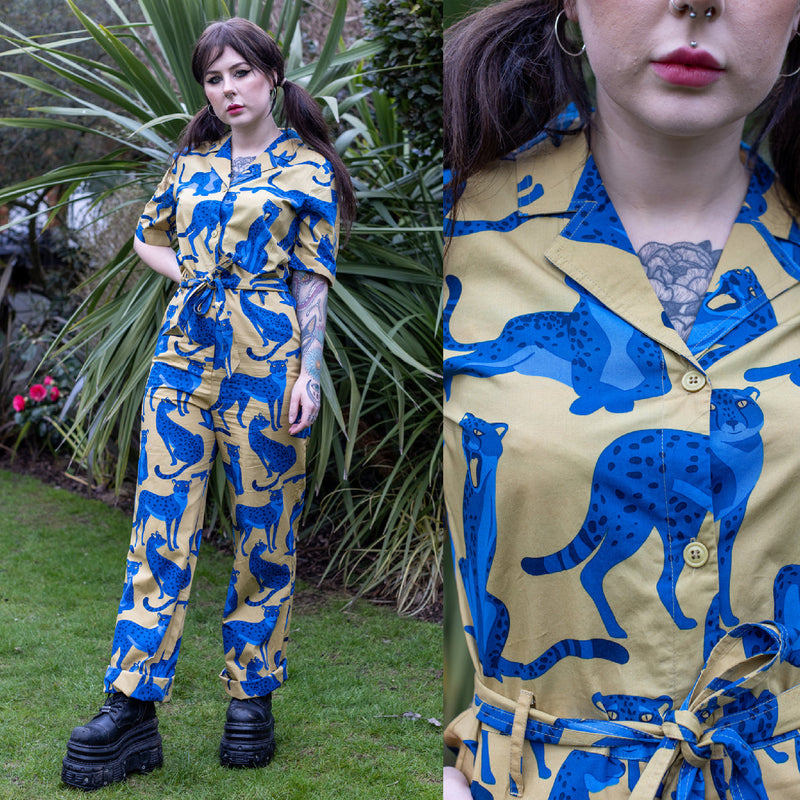 Blue Leopard Jumpsuit by Run and Fly