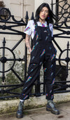 Rainbow Lightning Bolt Print Stretch Twill Cotton Dungarees by Run and Fly