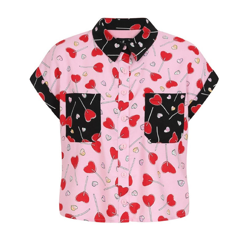 Pink Lollies Blouse by Hell Bunny