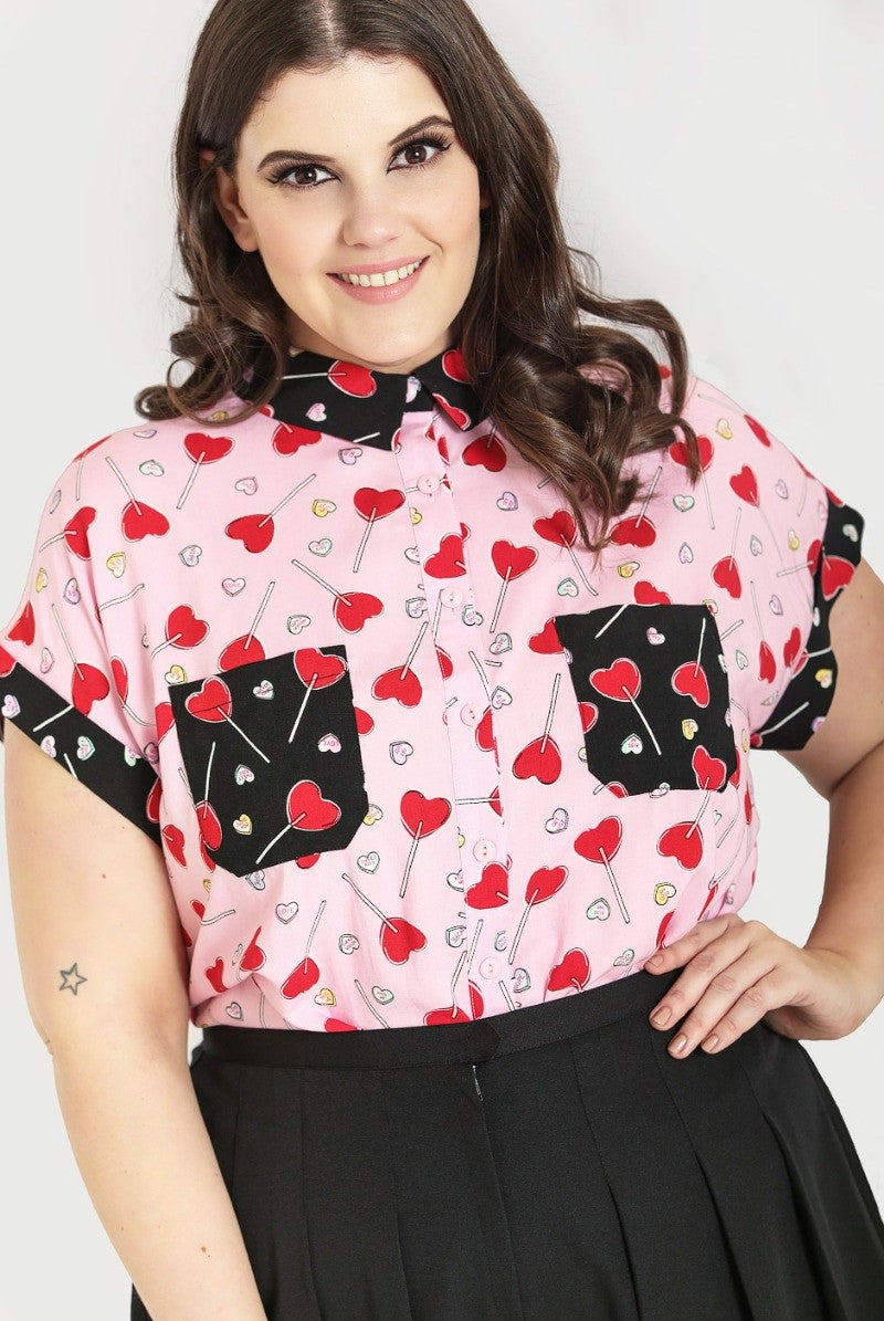 Pink Lollies Blouse by Hell Bunny