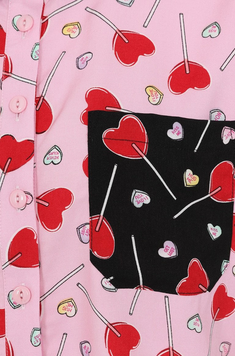 Pink Lollies Blouse by Hell Bunny