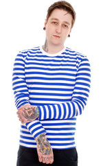 Long Sleeved Blue and White Stripe T Shirt by Run and Fly - Minimum Mouse