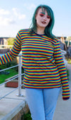 Long Sleeved Rainbow Stripe T Shirt by Run and Fly - Minimum Mouse