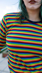 Long Sleeved Rainbow Stripe T Shirt by Run and Fly - Minimum Mouse