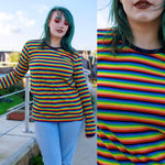 Long Sleeved Rainbow Stripe T Shirt by Run and Fly - Minimum Mouse