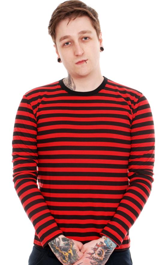 Long Sleeved Red and Black Stripe T Shirt by Run and Fly - Minimum Mouse
