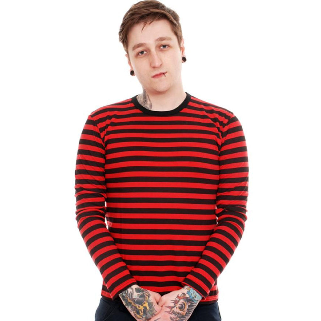 Long Sleeved Red and Black Stripe T Shirt by Run and Fly - Minimum Mouse