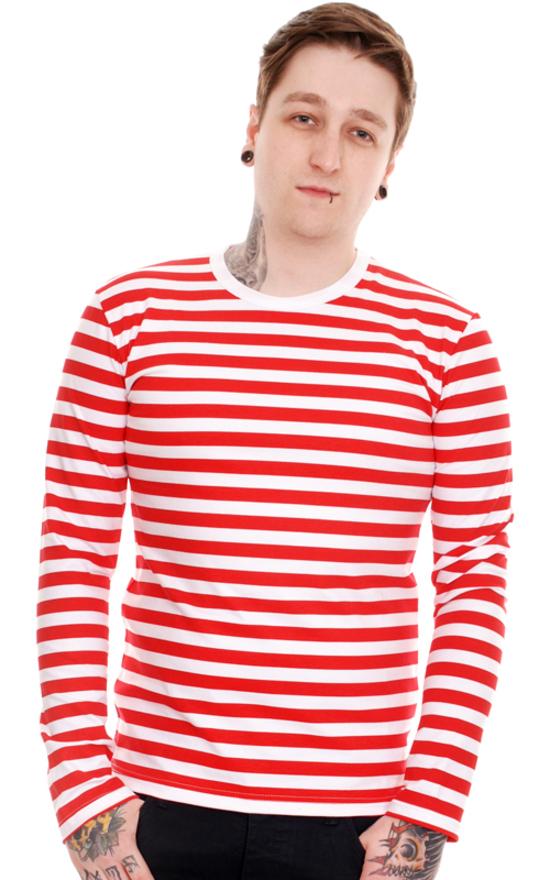 Long Sleeved Red and White Stripe T Shirt by Run and Fly - Minimum Mouse
