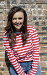 Long Sleeved Red and White Stripe T Shirt by Run and Fly - Minimum Mouse