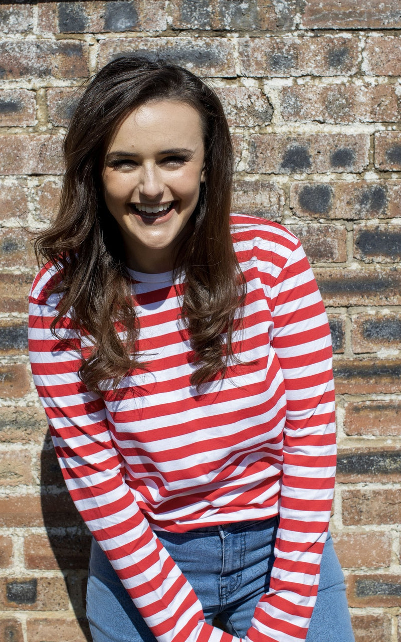 Long Sleeved Red and White Stripe T Shirt by Run and Fly - Minimum Mouse