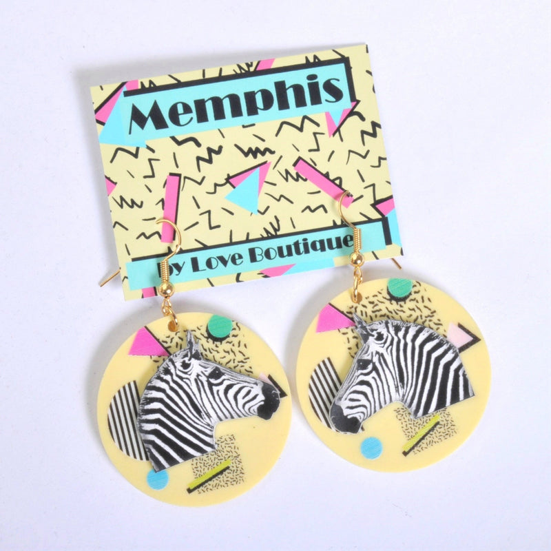 Memphis Zebra Earrings by Love Boutique - Minimum Mouse