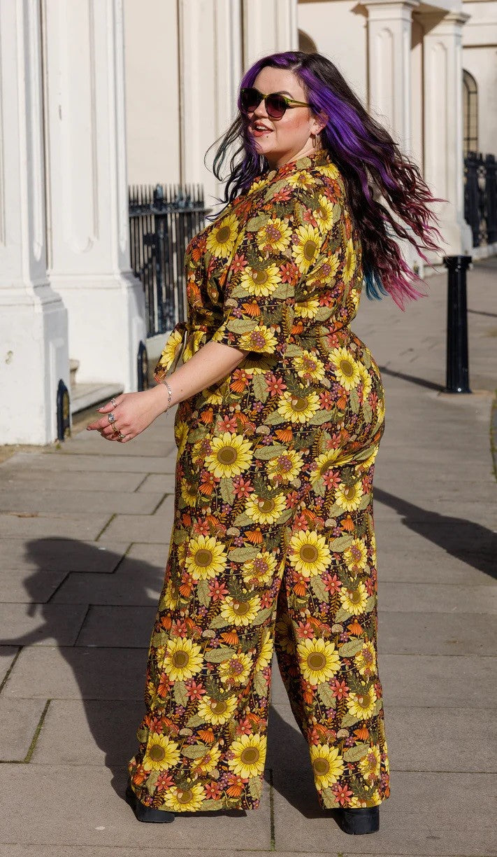 Midnight Blues Floral Print Jumpsuit by Run and Fly