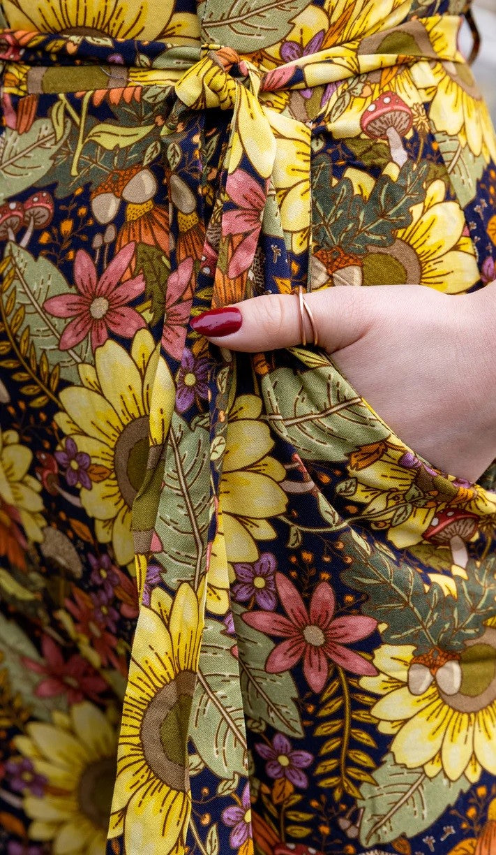 Midnight Blues Floral Print Jumpsuit by Run and Fly