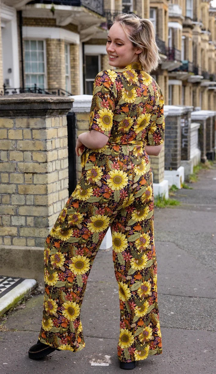 Midnight Blues Floral Print Jumpsuit by Run and Fly