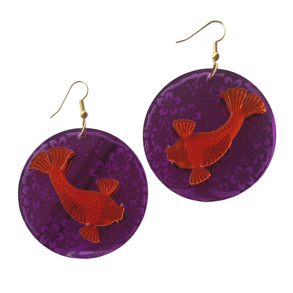 Mirrored Acrylic Koi Fish Earrings by Love Boutique - Minimum Mouse