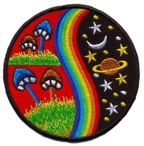 Mushroom Space Rainbow Yin Yang Iron On Patch - Minimum Mouse