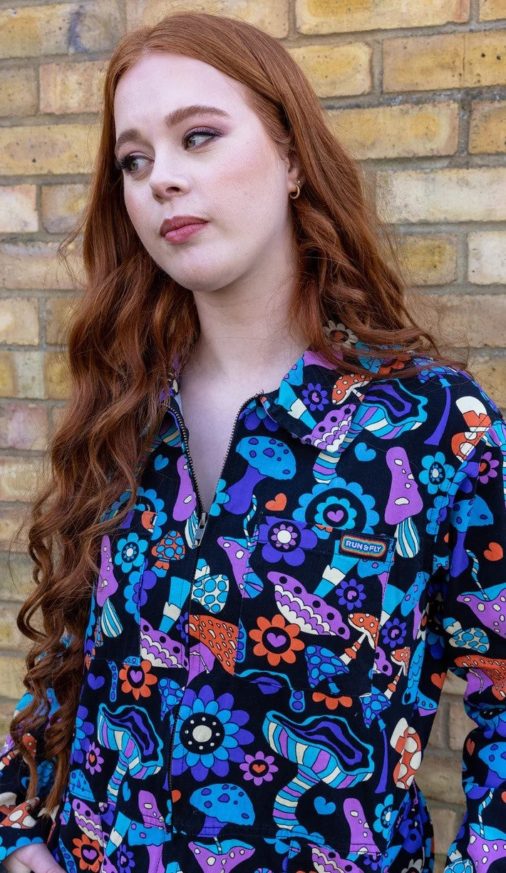 Mushroom Mayhem Stretch Twill Boiler Suit by Run and Fly