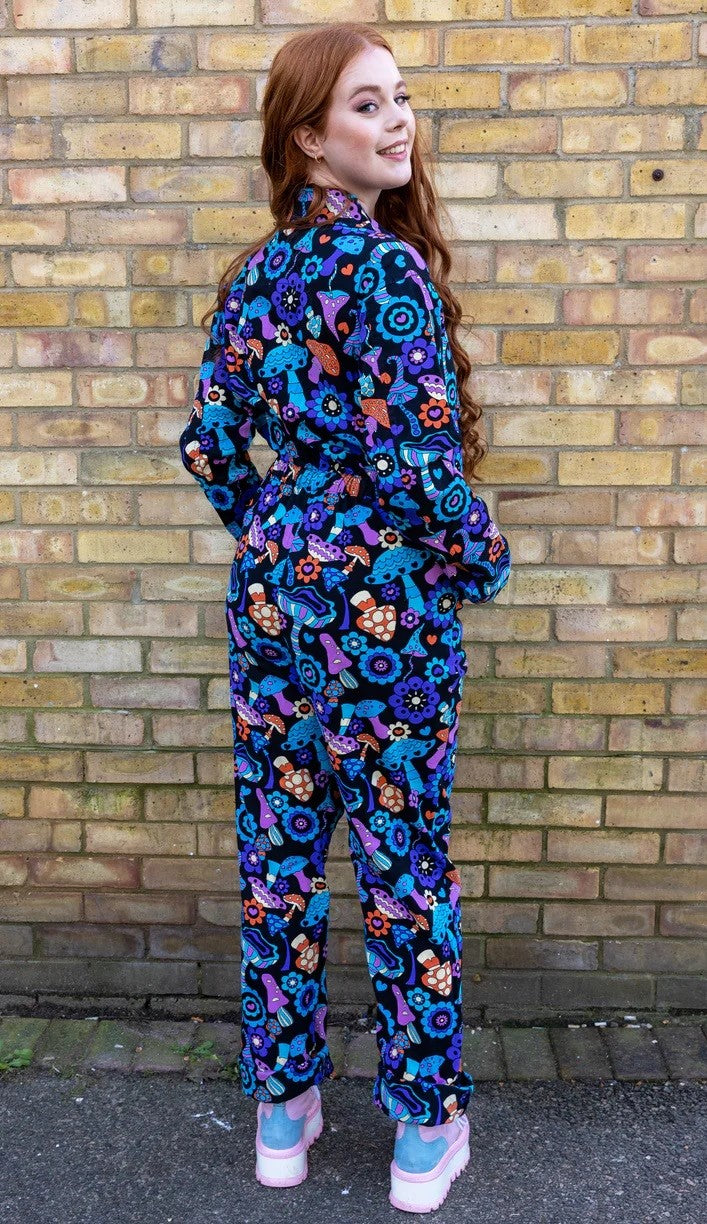 Mushroom Mayhem Stretch Twill Boiler Suit by Run and Fly