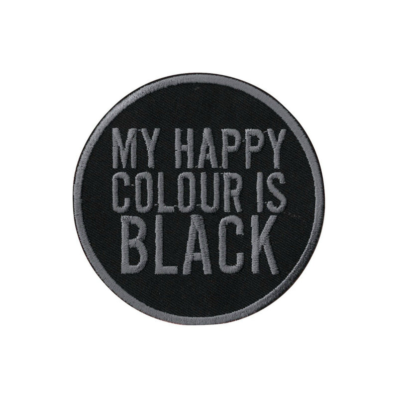 My Happy Colour Is Black Iron On Patch - Minimum Mouse