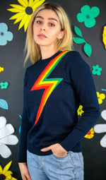 Navy Rainbow Lightning Bolt Jumper by Run and Fly - Minimum Mouse