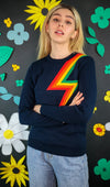 Navy Rainbow Lightning Bolt Jumper by Run and Fly - Minimum Mouse