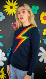 Navy Rainbow Lightning Bolt Jumper by Run and Fly - Minimum Mouse