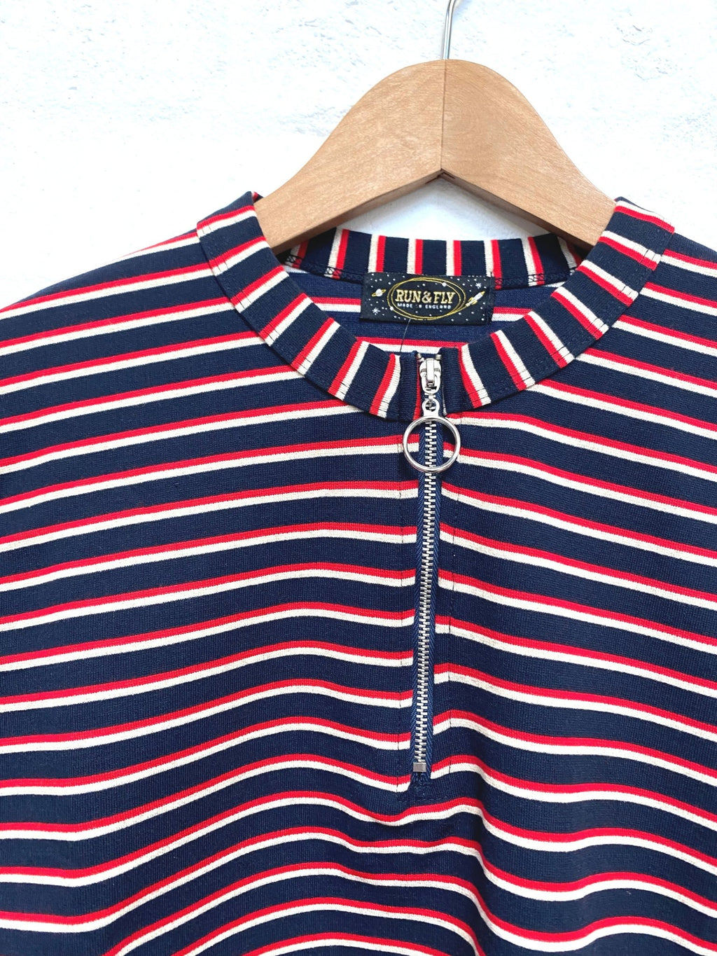 Navy Striped Zip Neck Jumper by Run and Fly - Minimum Mouse