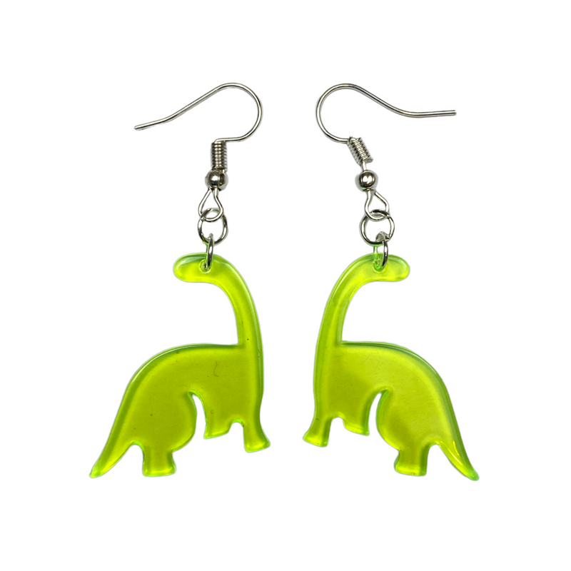 Neon Acrylic Diplodocus Dinosaur Earrings