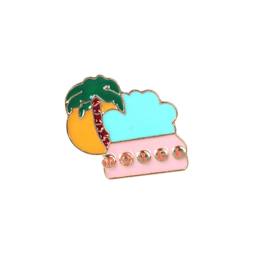 Palm Tree Motel Sign Enamel Lapel Pin Badge - Minimum Mouse