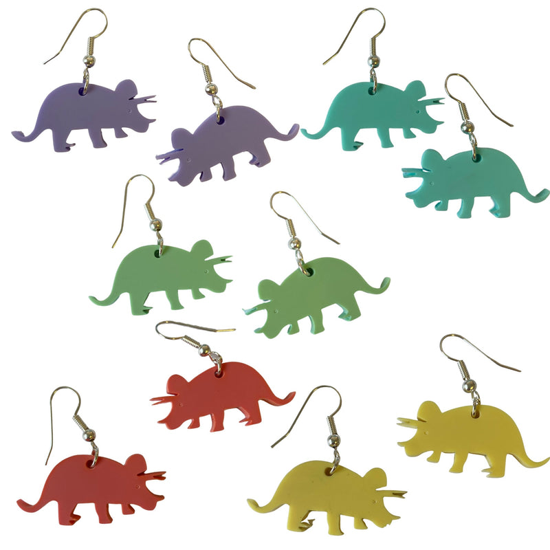Pastel Acrylic Triceratops Earrings - Minimum Mouse
