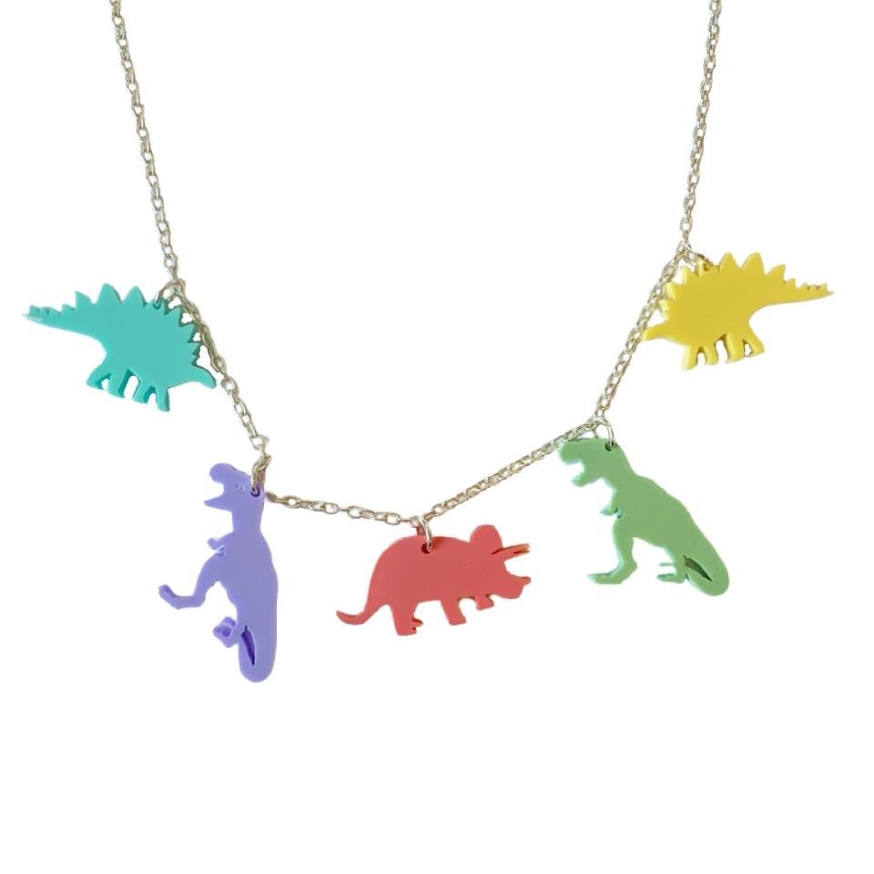 Pastel Dinosaur Charm Necklace by Love Boutique - Minimum Mouse