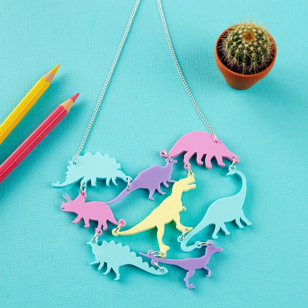 Pastel Dinosaur Gang Necklace by Punky Pins - Minimum Mouse