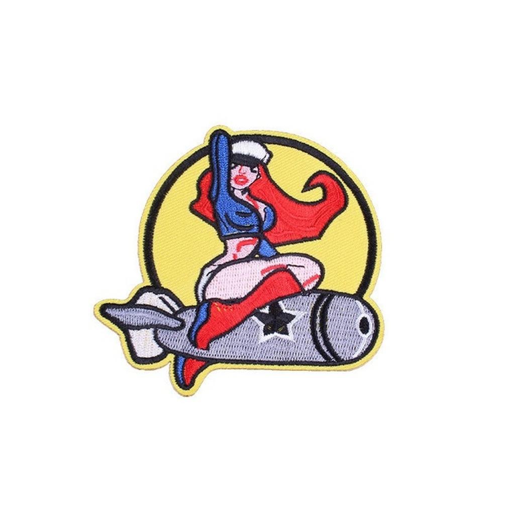 Pin Up Bomb Girl Iron On Patch - Minimum Mouse