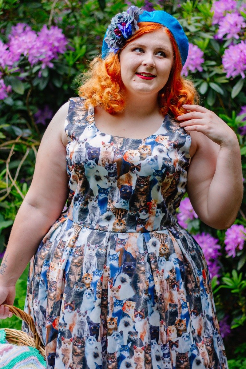 Amanda Cats Print Dress by Dolly and Dotty