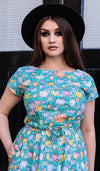 Pumpkin Patch Print Cotton Tea Dress with Pockets by Run and Fly