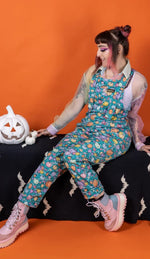 Halloween Pumpkin Stretch Twill Cotton Dungarees by Run and Fly