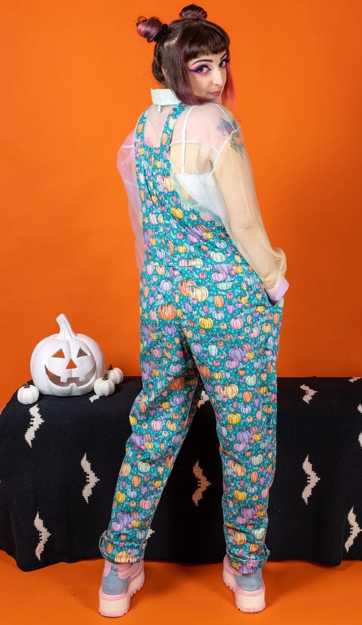 Halloween Pumpkin Stretch Twill Cotton Dungarees by Run and Fly