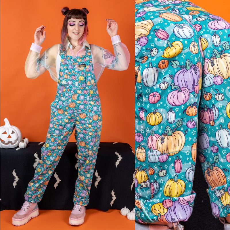 Halloween Pumpkin Stretch Twill Cotton Dungarees by Run and Fly