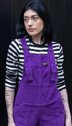 Purple Stretch Corduroy Dungarees by Run and Fly