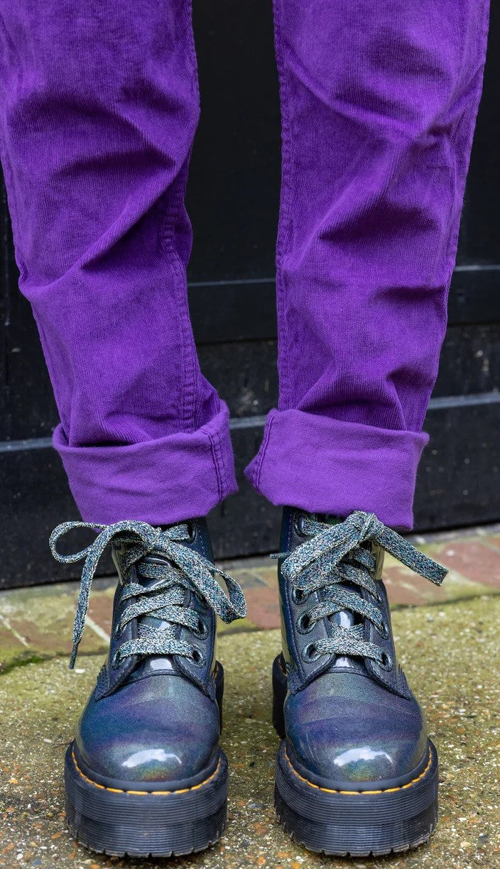 Purple Stretch Corduroy Dungarees by Run and Fly