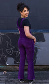 Purple Stretch Cord Skinny Flared Dungarees by Run and Fly