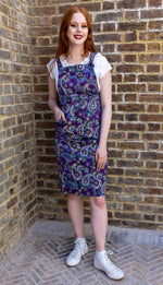 Purple Paisley Longer Length Pinafore Dress by Run and Fly