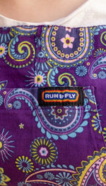 Purple Paisley Longer Length Pinafore Dress by Run and Fly