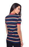 Rainbow Multi Stripe T Shirt by Run and Fly in Navy - Minimum Mouse