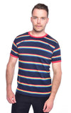 Rainbow Multi Stripe T Shirt by Run and Fly in Navy - Minimum Mouse