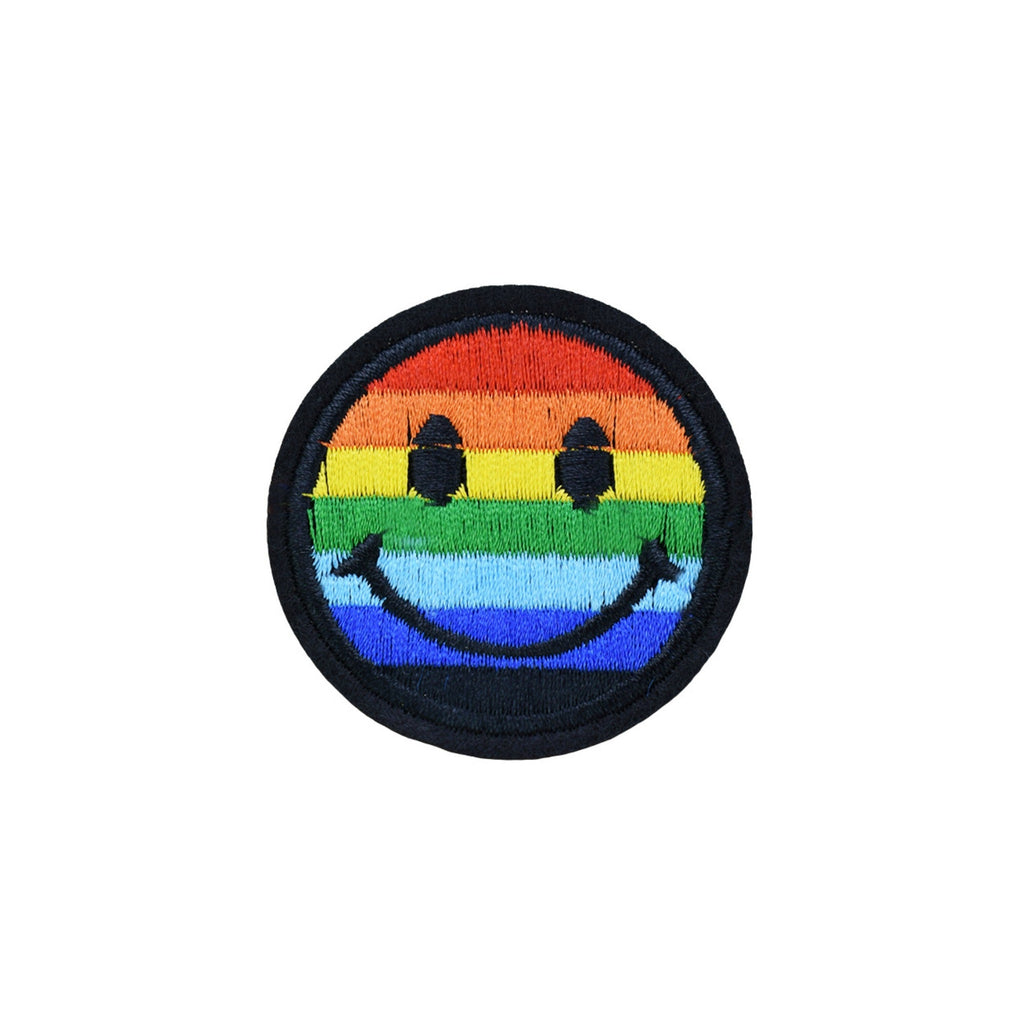 Rainbow Smiley Face Iron On Patch - Minimum Mouse