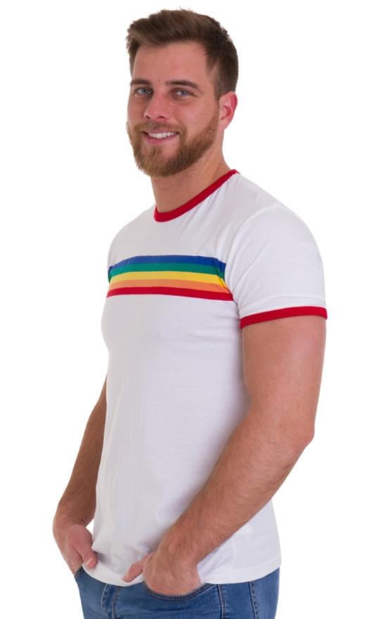 Rainbow Stripe Ringer T Shirt by Run and Fly - Minimum Mouse